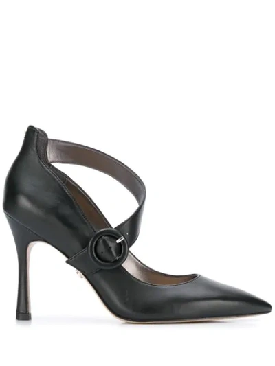 Sam Edelman 'hinda' Cross Strap Buckle Leather Pumps In Black