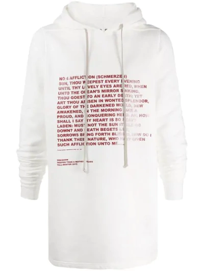 Rick Owens Drkshdw Kapuzenpullover Mit Gedicht In White