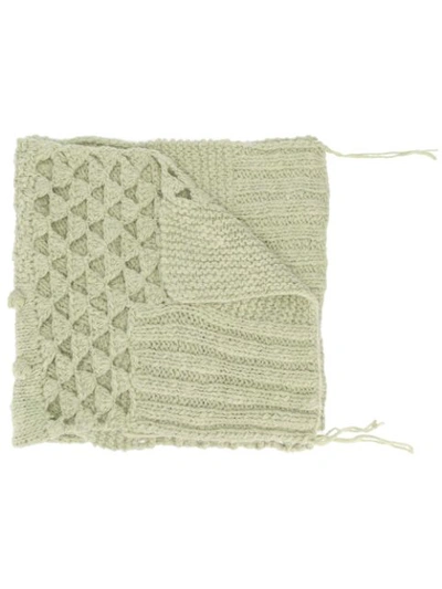 Mm6 Maison Margiela Alpaca Blend Hand Made Crochet Scarf In Green