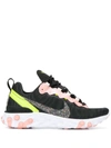 Nike React Element 55 Glittered Canvas And Faux Leather Sneakers In Black,pink,yellow