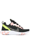 Nike React Element 55 Glittered Canvas And Faux Leather Sneakers In Black,coral Stardust,light Soft Pink,volt