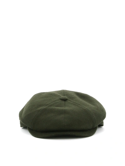 Borsalino Army Green Wool And Cashmere Felt Flap Cap In Dark Green