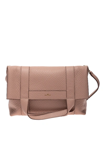 Hogan Soft Grainy Leather Tote In Nude And Neutrals