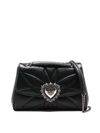 DOLCE & GABBANA BLACK NAPPA DEVOTION LARGE BAG