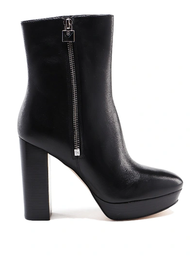 Michael Kors Frenchie Leather Booties In Black