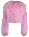 CUSHNIE Lilac Shearling Cropped Jacket