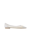 Jimmy Choo Love Glittered Tulle And Canvas Point-toe Flats In Ivory/silver