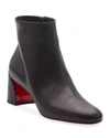 Christian Louboutin Turela Leather Side-zip Red Sole Booties In Black