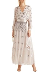 TEMPERLEY LONDON STARLET SATIN-TRIMMED SEQUINED GEORGETTE WRAP BLOUSE,3074457345621405013