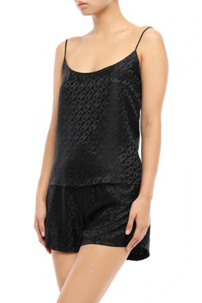 Kiki De Montparnasse Woman Logomania Silk-satin Jacquard Pajama Shorts Black