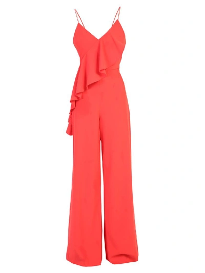 Alice And Olivia Keeva Ruffle Jumpsuit In Red
