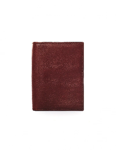 Ann Demeulemeester Burgundy Leather Passport Wallet In White