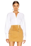 Marissa Webb So Uptight French Terry Plunge Henley Sweatshirt In White