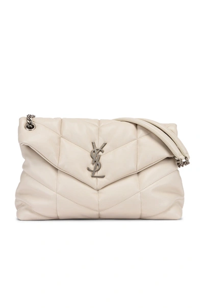 Saint Laurent Medium Monogramme Puffer Loulou Shoulder Bag In Crema Soft