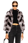 Yves Salomon Rex Rabbit Jacket In Chinchilla