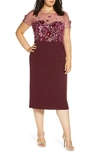 JS COLLECTIONS SEQUIN BODICE CREPE COCKTAIL DRESS,867131W
