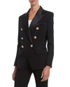 BALMAIN 6-BUTTON OVERSIZED GRAIN DE POUDRE JACKET WITH SATIN LAPEL,PROD225170345