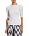 Rosetta Getty White Cropped Sleeve T-shirt In White