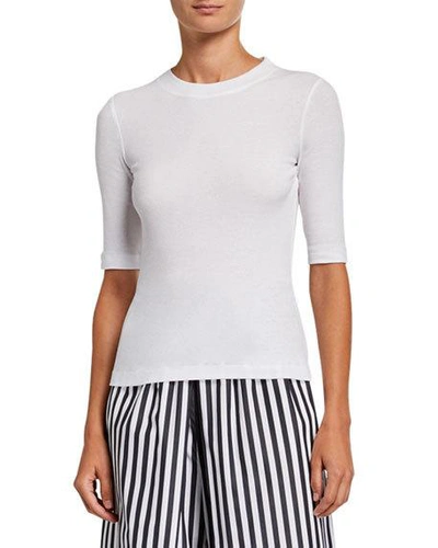 ROSETTA GETTY COTTON CROPPED-SLEEVE T-SHIRT,PROD225140184