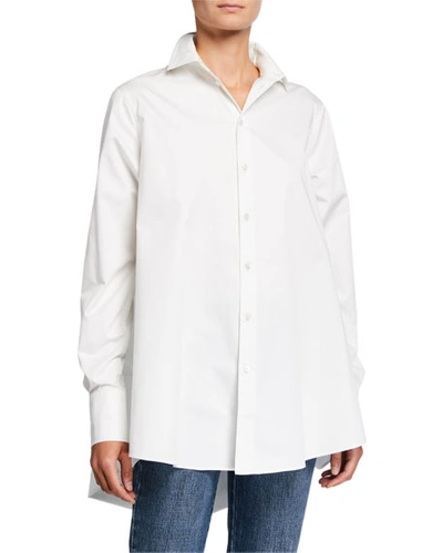 Co Tton A-line Button-front Shirt In White