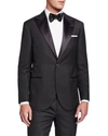 Brunello Cucinelli Satin Lapel Stripe-cotton Tuxedo Jacket In Gray