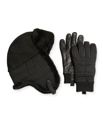 Ugg Men's Trapper Hat & Smart Gloves Box Set In Black