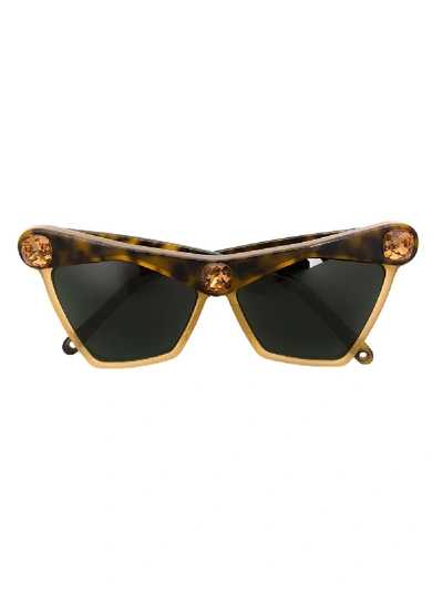 À La Garçonne Iv Strass Embellished Sunglasses In 棕色