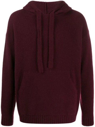 Laneus Knitted Hooded Jumper In Red