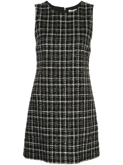 Alice And Olivia Coley Tweed A-line Mini Dress In Black White