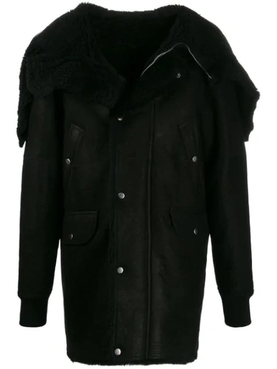 Rick Owens Draped Detail Coat In Black