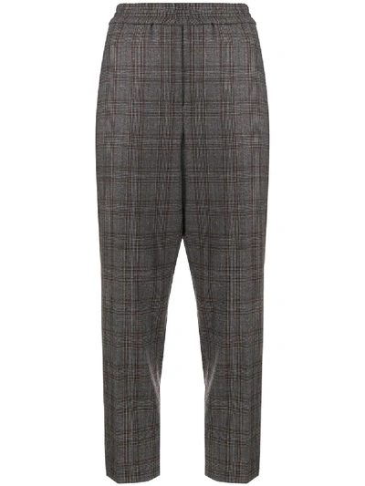 Brunello Cucinelli Checked Cropped Trousers In 灰色