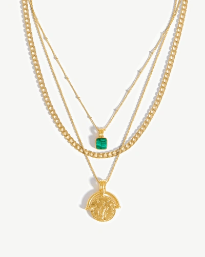 Missoma Lucy Williams Roman Coin Malachite Necklace Set 18ct Gold Plated Vermeil/malachite