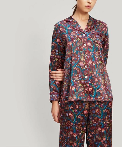 Liberty London Jeweltopia Silk Charmeuse Pyjama Set In Pink