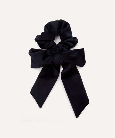 The Uniform Velvet Bow Scrunchie In Navy