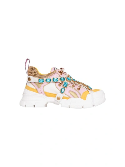 Gucci Flashtrek Trainers With Detachable Crystals In White
