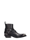 BALENCIAGA SANTIAG HERNESS TEXAN ANKLE BOOTS IN BLACK LEATHER,11127841