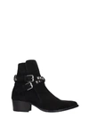 AMIRI JODPHUR CONCH HIGH HEELS ANKLE BOOTS IN BLACK SUEDE,11127741