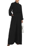 ALBERTA FERRETTI ALBERTA FERRETTI WOMAN BELTED WASHED-SILK WIDE-LEG JUMPSUIT BLACK,3074457345620702084