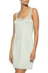 HANRO HANRO WOMAN SATIN DELUXE LACE-TRIMMED SATIN-JERSEY CHEMISE MINT,3074457345620892674