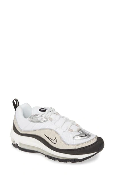 Nike Air Max 98 Sneaker In White/ Silver/ Desert/ Sand