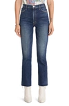 Mother The Hustler High Waist Fray Ankle Flare Jeans In Dirty Mary