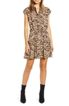 REBECCA MINKOFF OLLIE ZEBRA PRINT MINIDRESS,H19632J26