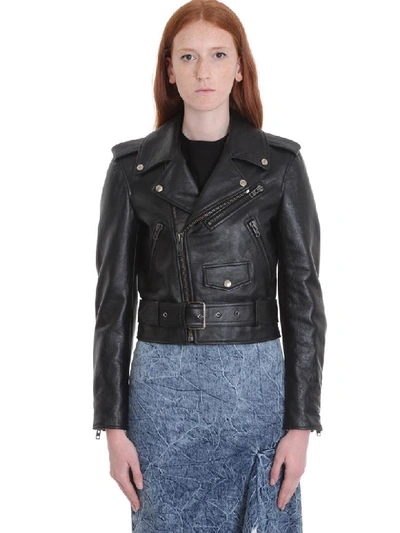 Balenciaga Leather Jacket In Black Leather