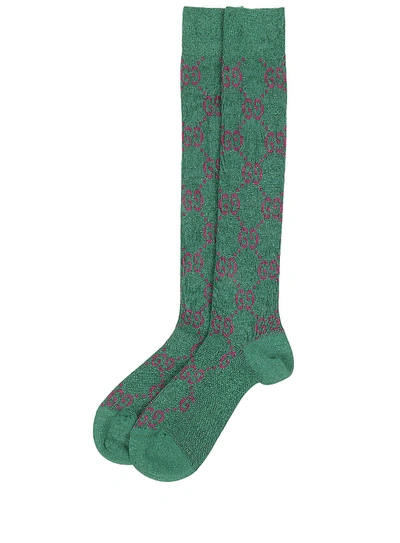 Gucci Socks In Lurex In Green In Verde