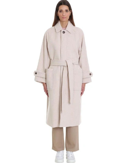 Ami Alexandre Mattiussi Coat In Beige Wool