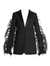 VALENTINO Ostrich-Feather Wool & Mohair Tuxedo Jacket