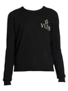 Valentino Vltn Virgin Wool & Cashmere Crewneck Sweater In Nero Avorio
