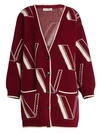 VALENTINO Large V Intarsia Cashmere & Wool Knit Cardigan