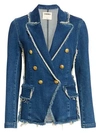 L AGENCE KAYDENCE FRAYED DENIM BLAZER