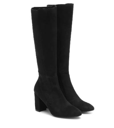 Stuart Weitzman Women's Livia Faux-suede Block-heel Boots In Black